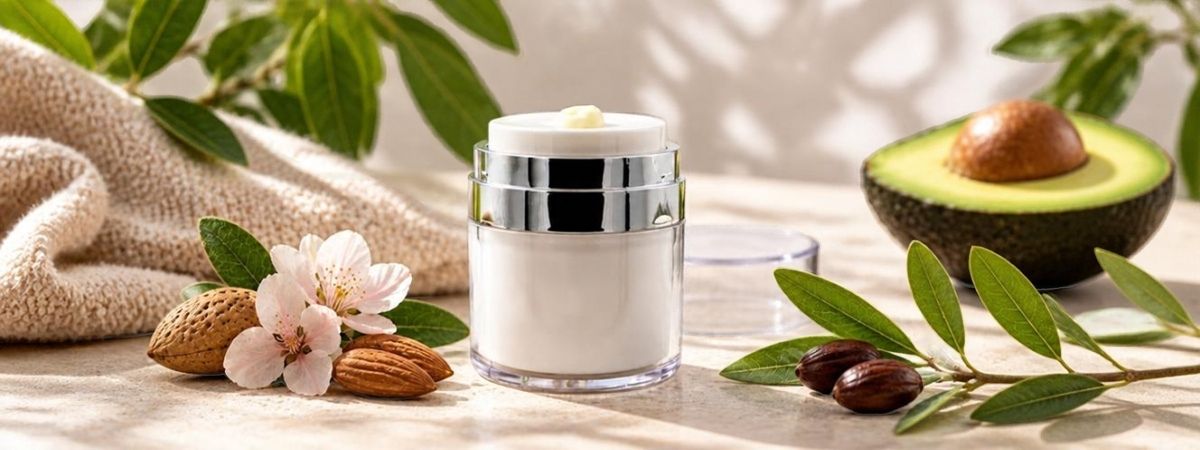 Airless pomppotje voor dagcrème met plantaardige oliën